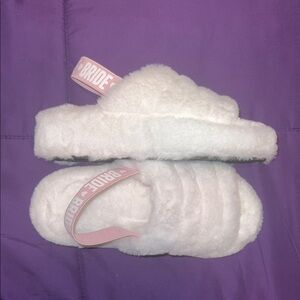 White and Pink Bride Slippers